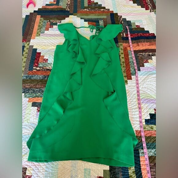 Trina Turk Green Ruffle Sweatheart Shift Dress Size Medium - Picture 3 of 7